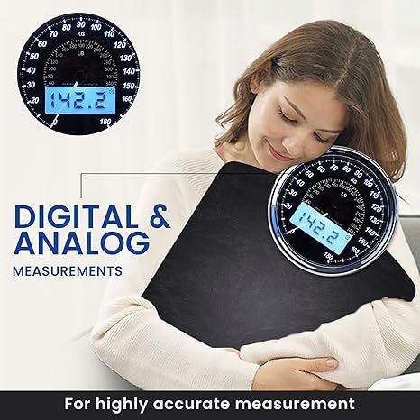Highly Advance 2-in-1 Digital & Analog Weighing Scale New Black
