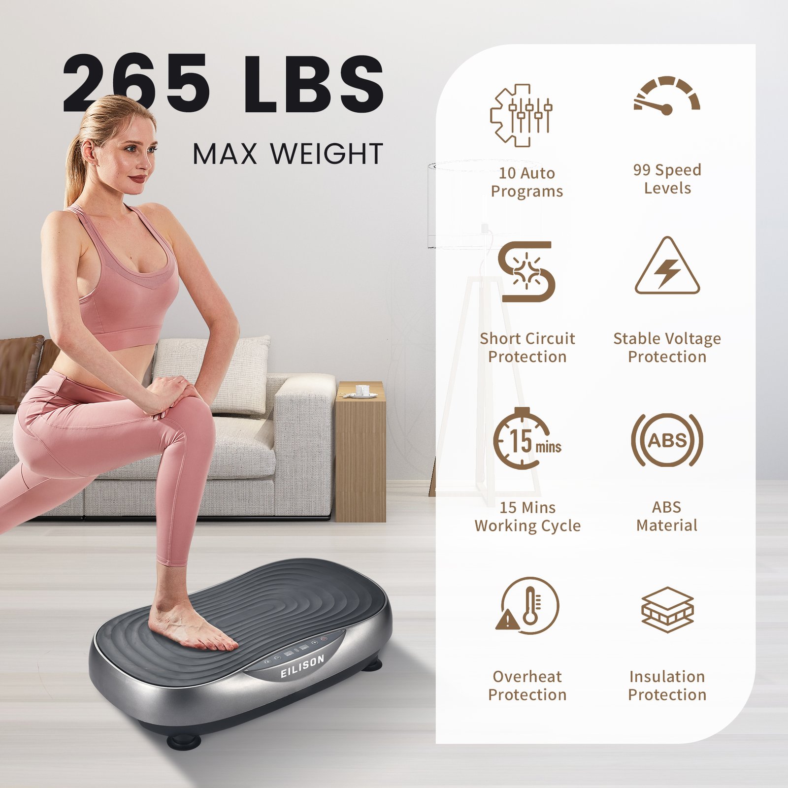 EILISON Glory Vibration Plate Exercise Machine (Grey)