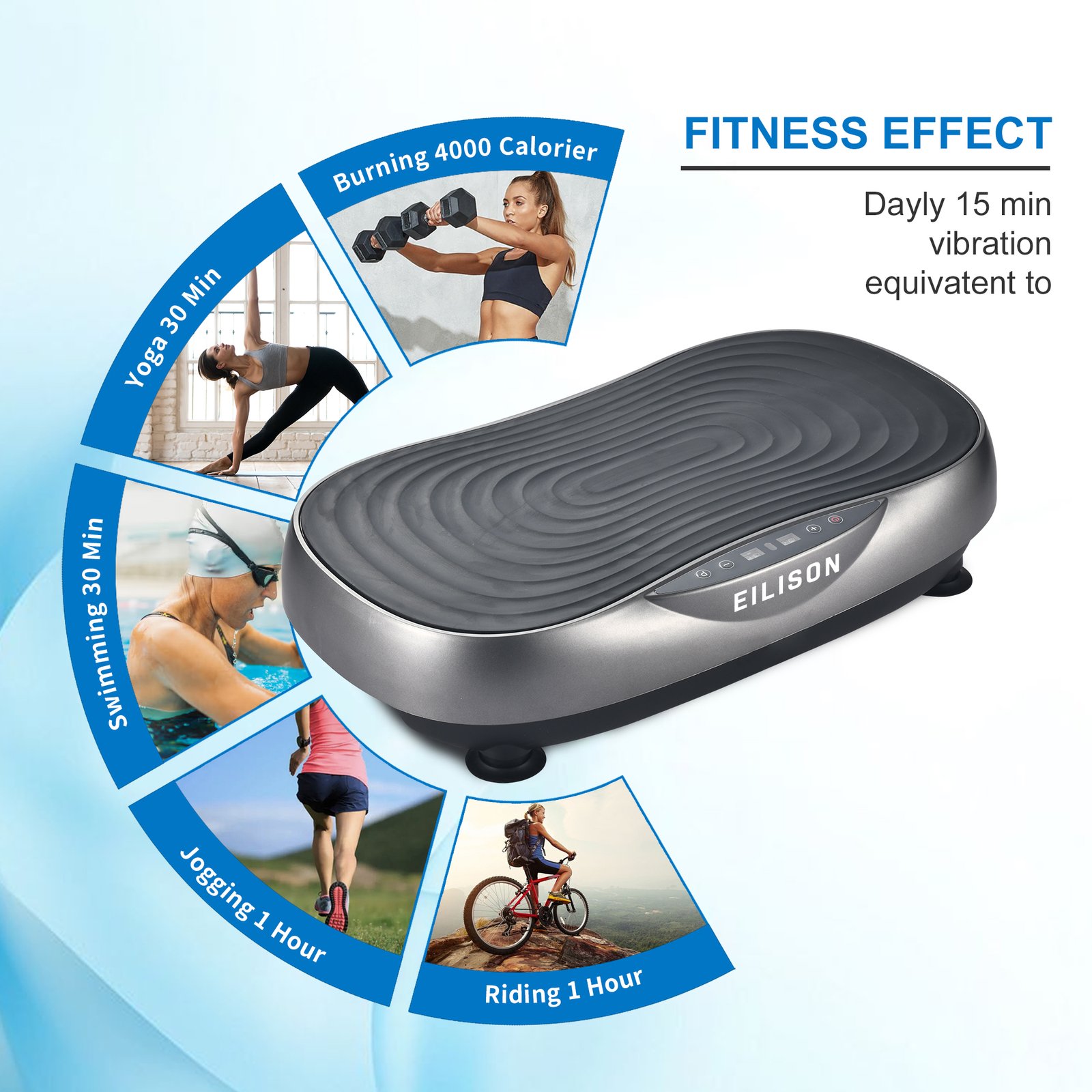 EILISON Glory Vibration Plate Exercise Machine (Grey)