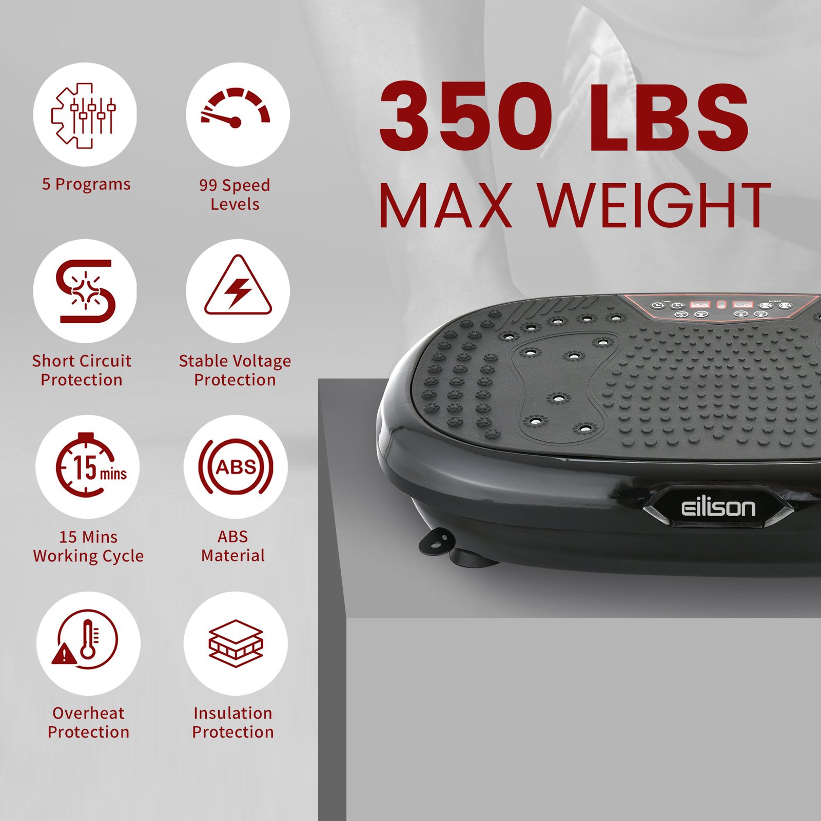 EILISON Fitpro Vibration Plate Exercise Machine Black