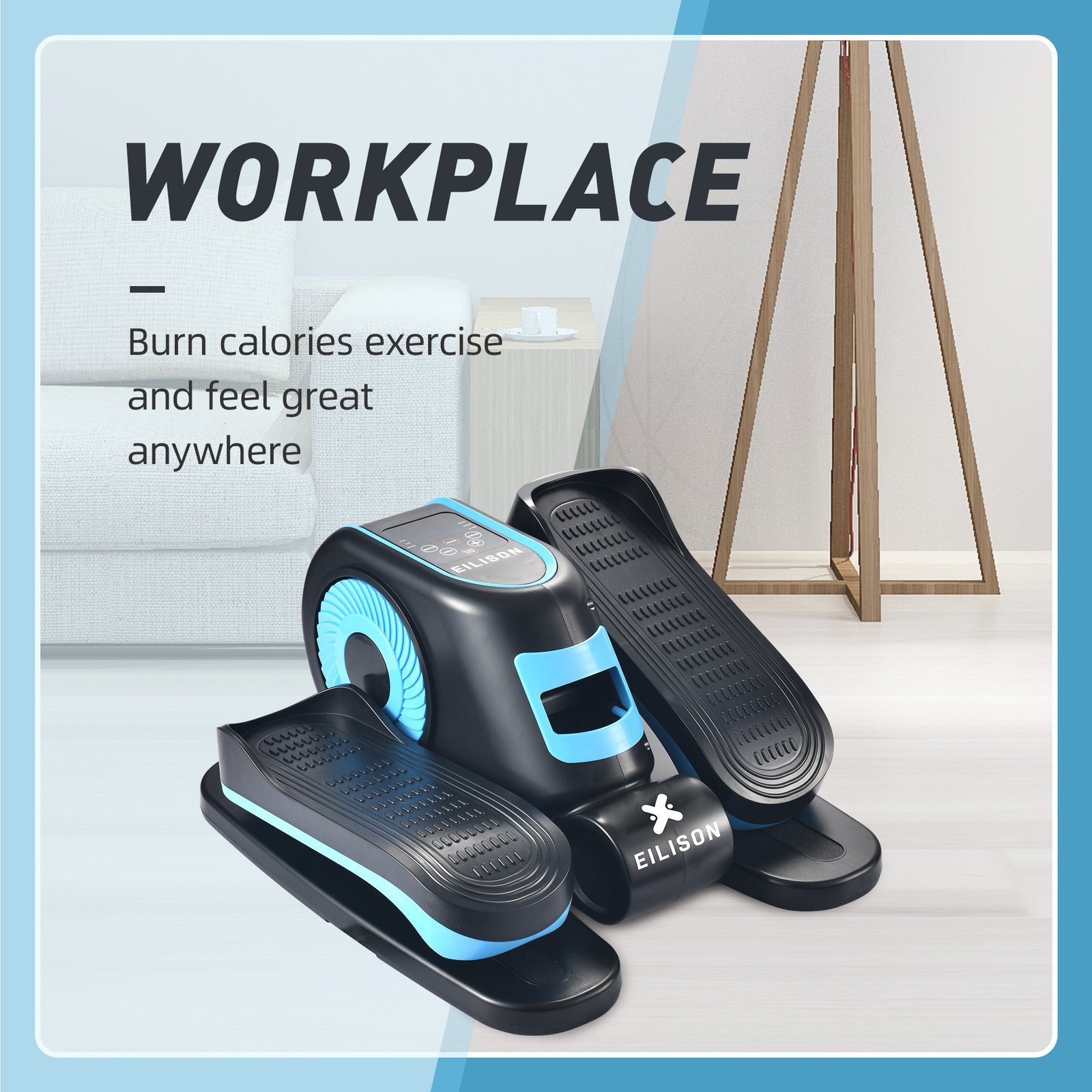 EILISON Under Desk Elliptical Machine, Electric Ellipse Leg Exerciser Blue