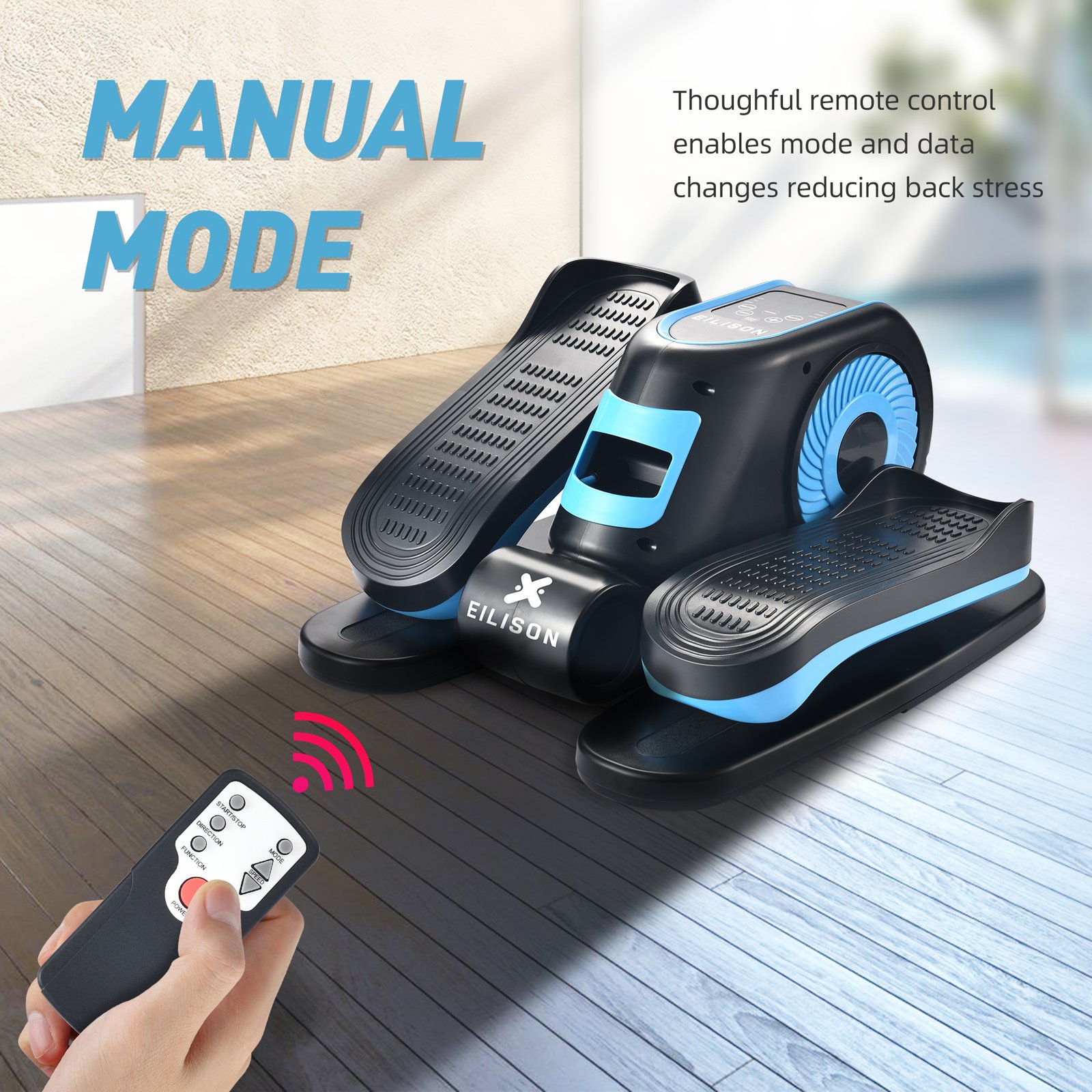 EILISON Under Desk Elliptical Machine, Electric Ellipse Leg Exerciser Blue