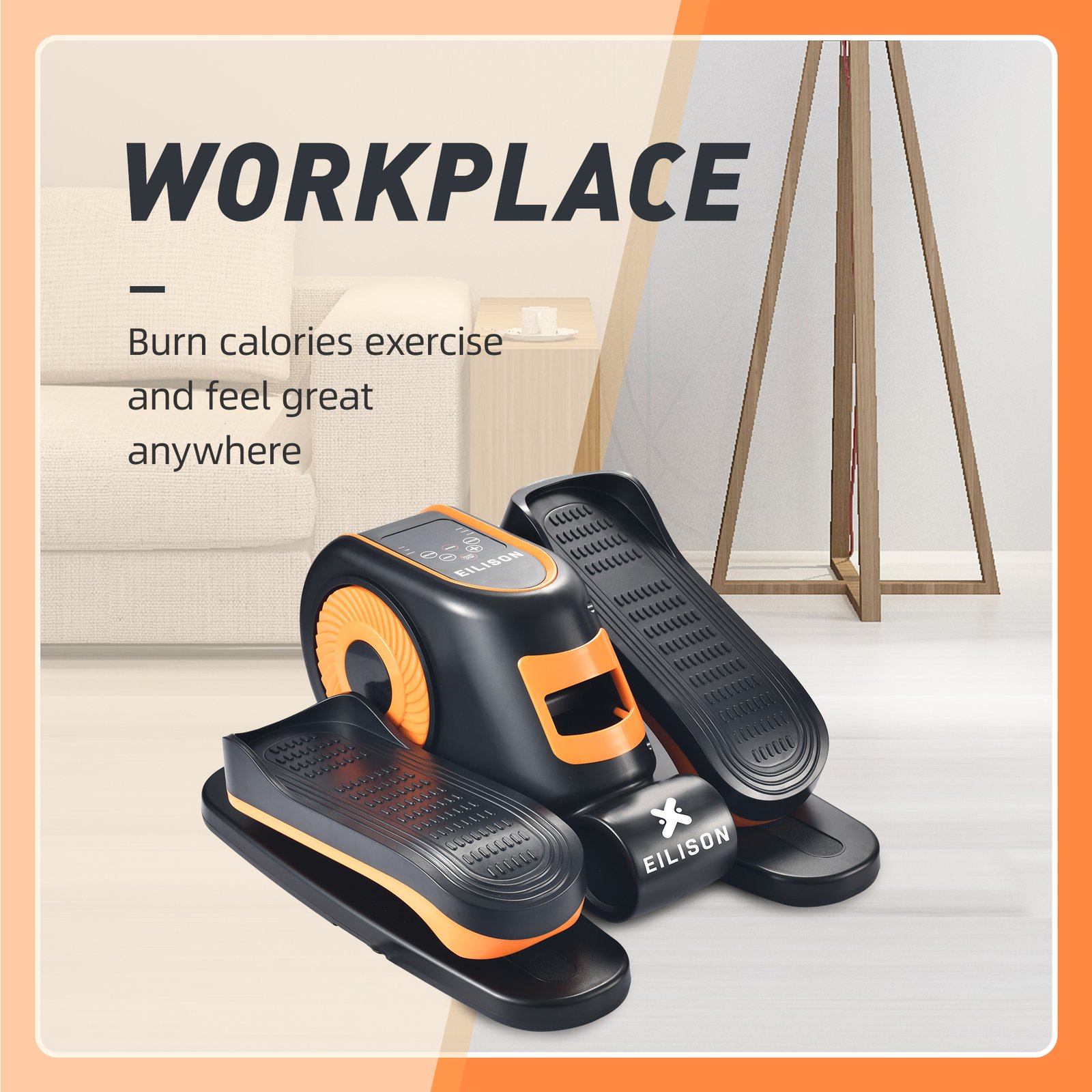 EILISON Under Desk Elliptical Machine, Electric Ellipse Leg Exerciser Yellow