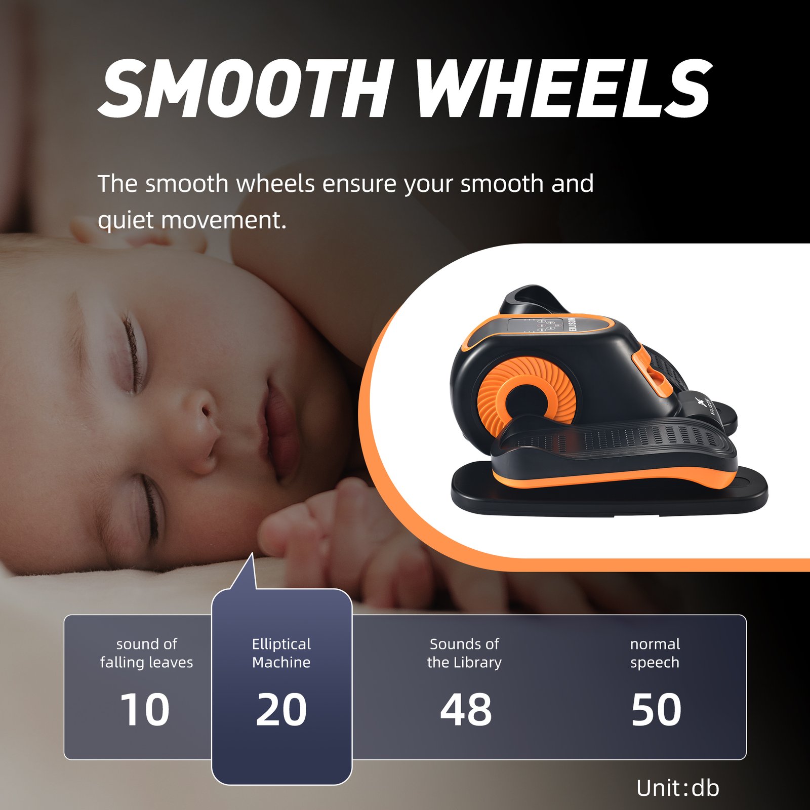 EILISON Under Desk Elliptical Machine, Electric Ellipse Leg Exerciser Yellow