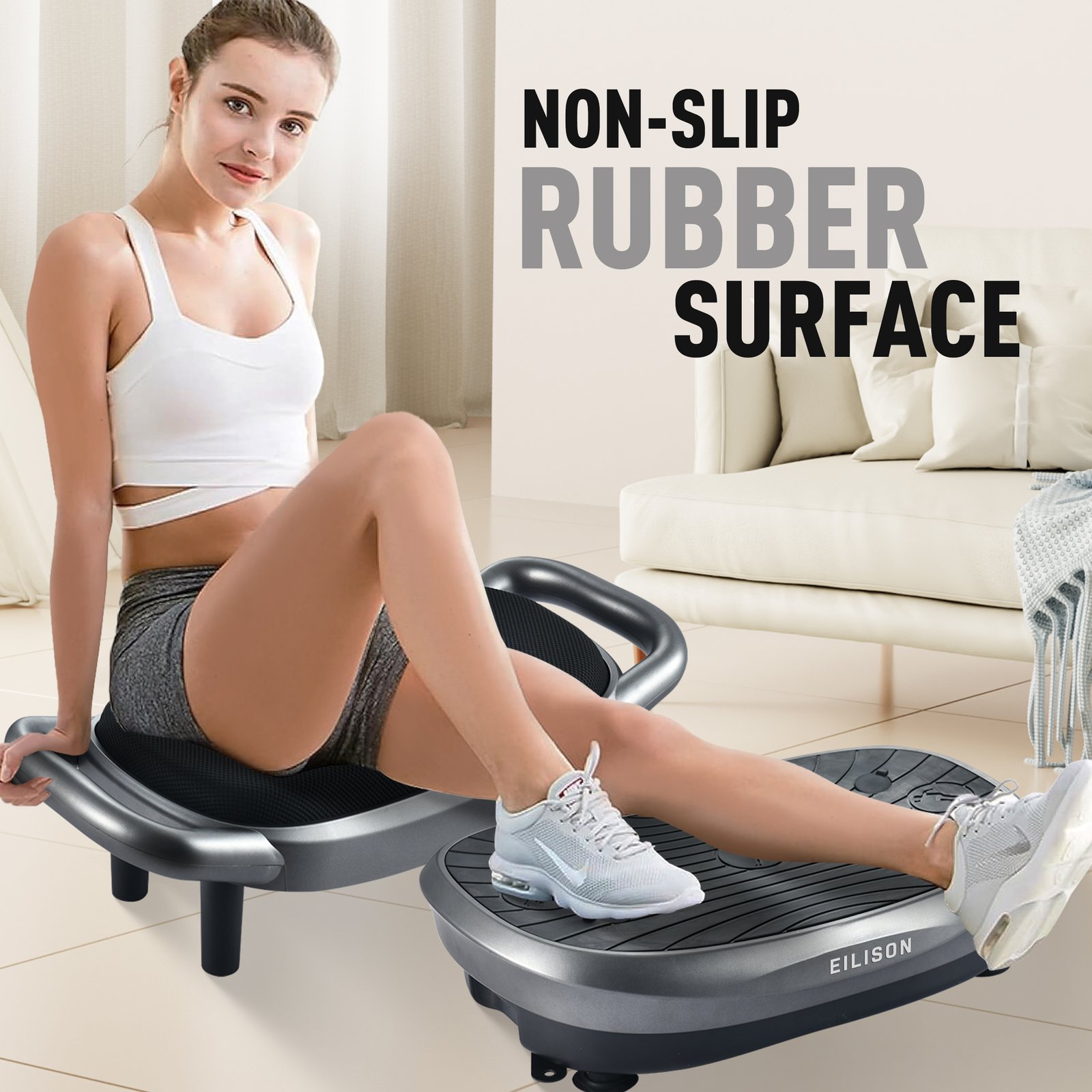 EILISON FITABS 3D Vibration Plate Exercise Machine with Seat (Fitabs Grey)