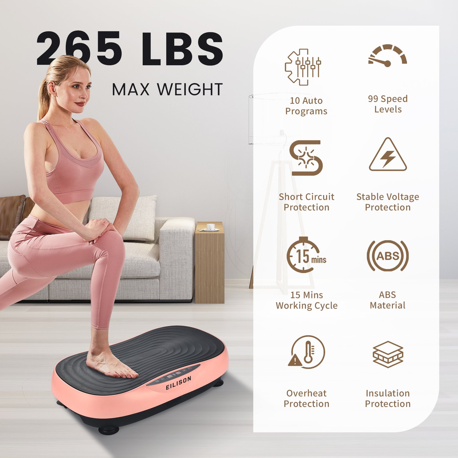EILISON Glory Vibration Plate Exercise Machine(Glory Rubber Pink)