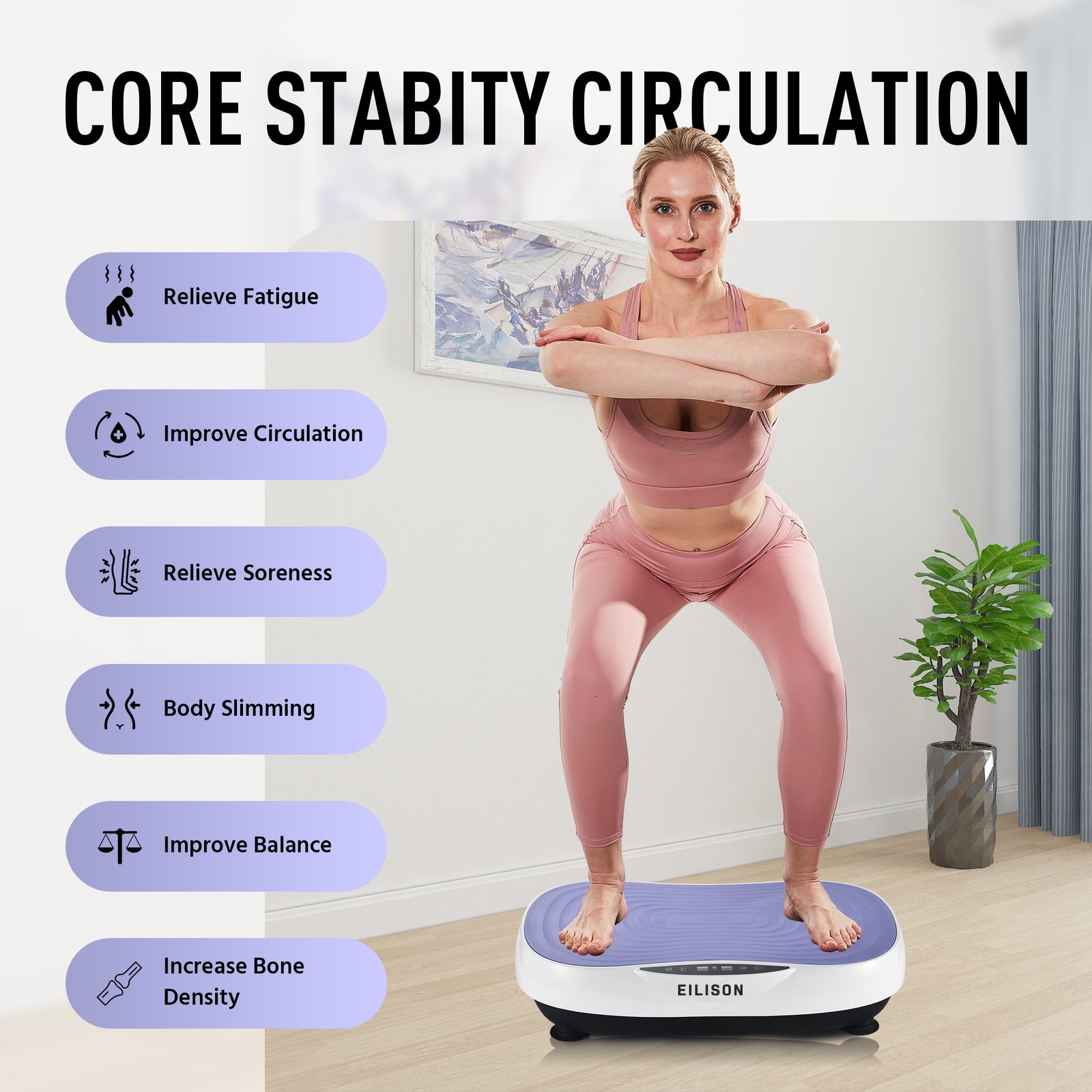 EILISON Glory Vibration Plate Exercise Machine (Glory Purple)