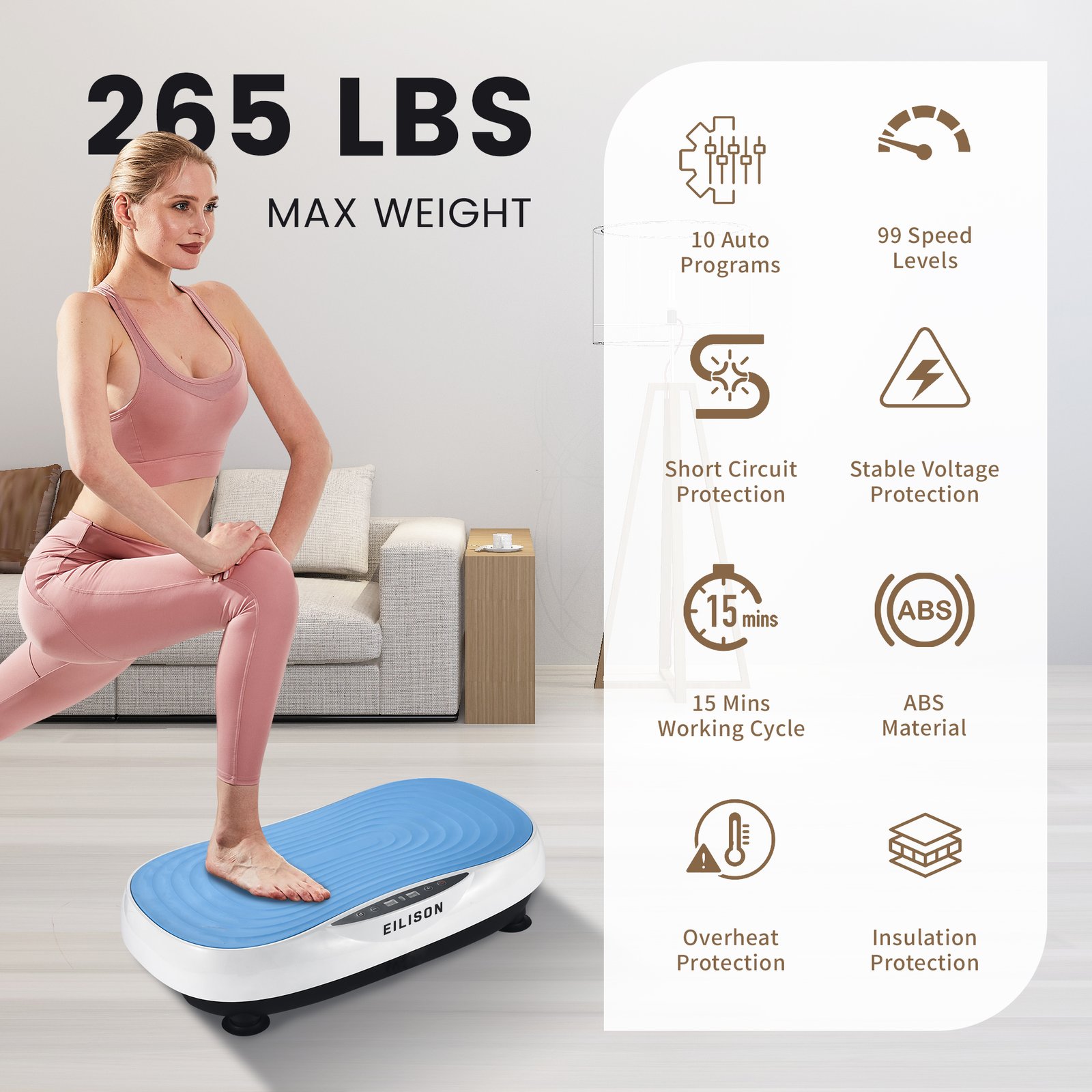 EILISON Glory Vibration Plate Exercise Machine (Glory Blue)