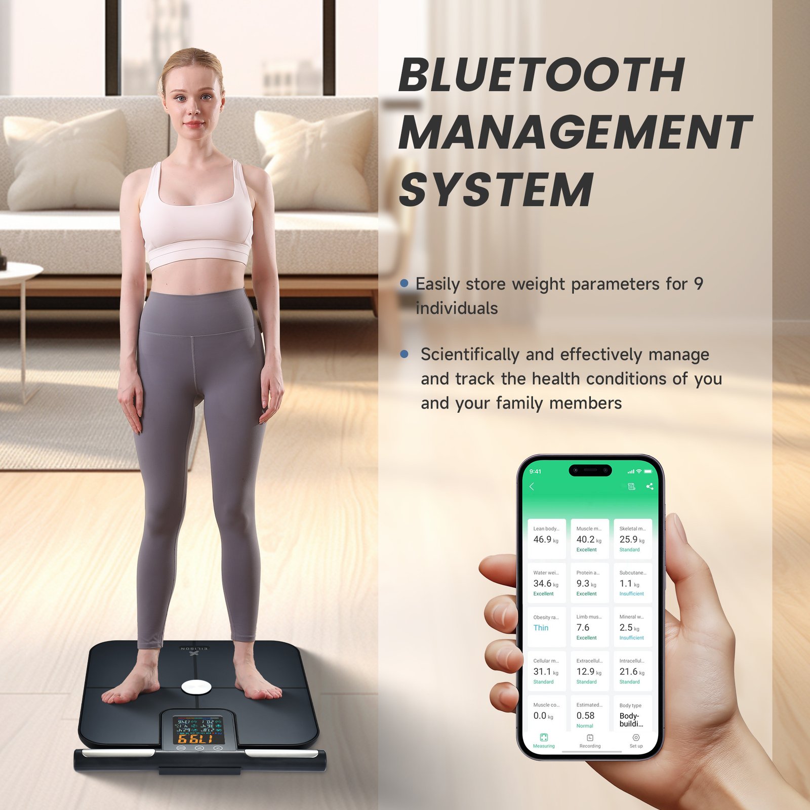 EILISON 8-Electrode Body Fat Scale with ITO Coating & BIA Tech, Digital Bathroom Scale(Grey)