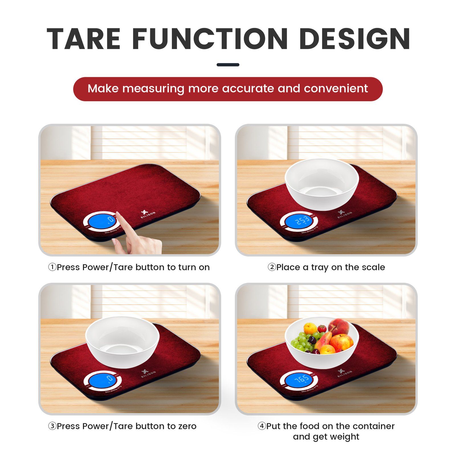 EILISON Smart Kitchen Food Scale with Bluetooth App, High-Precision Digital Food Scale