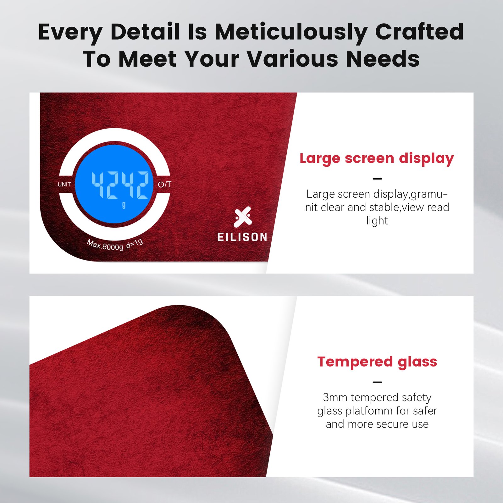 EILISON Smart Kitchen Food Scale with Bluetooth App, High-Precision Digital Food Scale