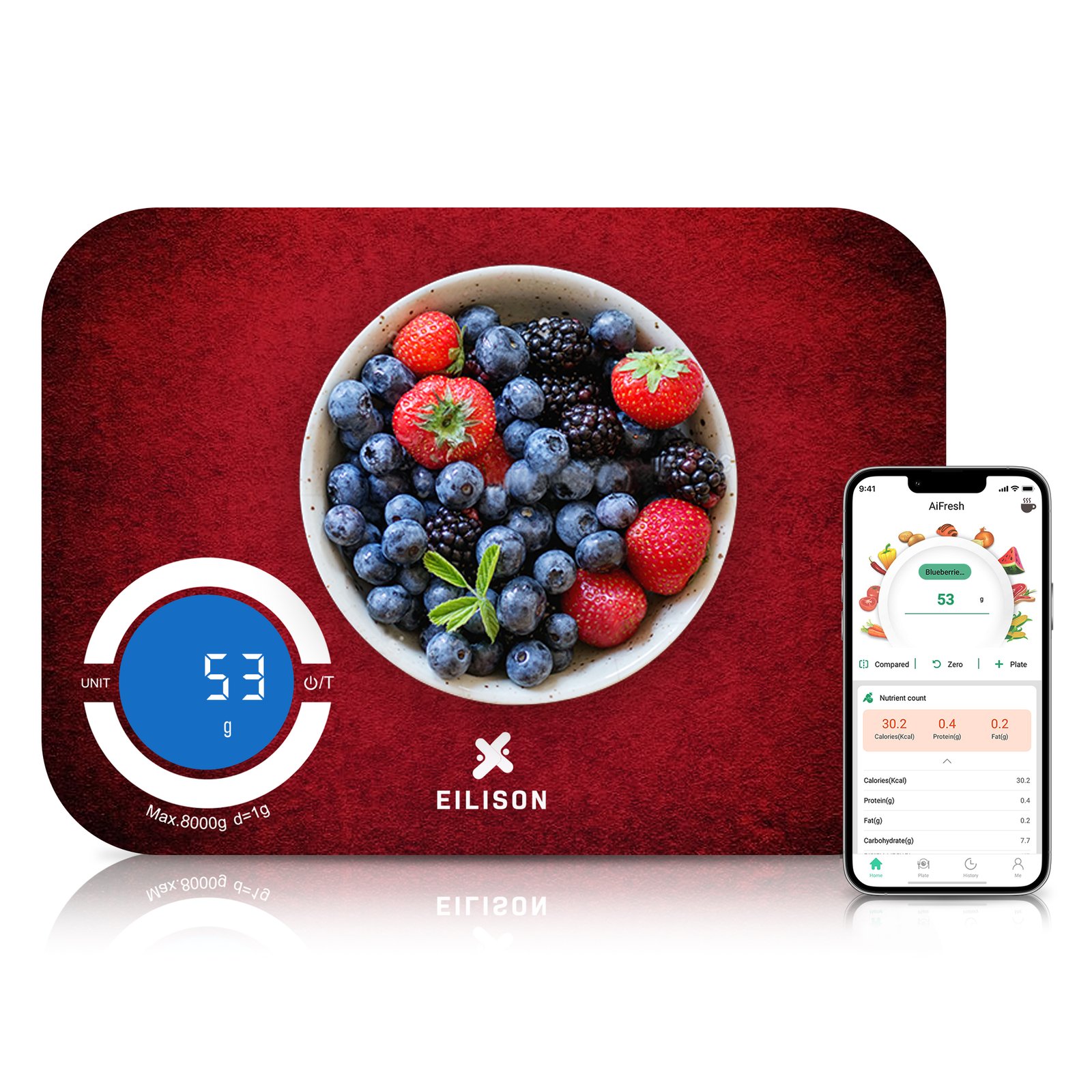 EILISON Smart Kitchen Food Scale with Bluetooth App, High-Precision Digital Food Scale